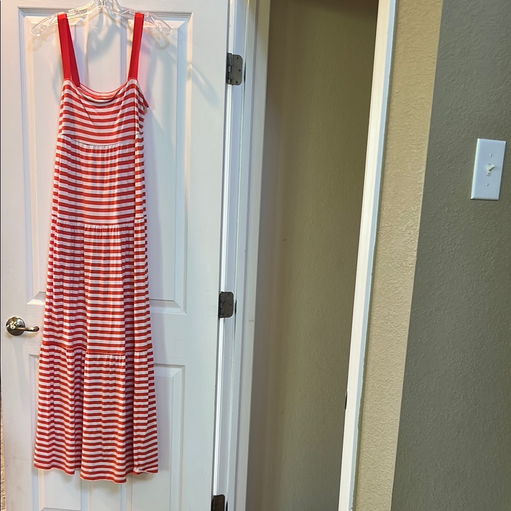 Old Navy Orange and White Striped Maxi Dress